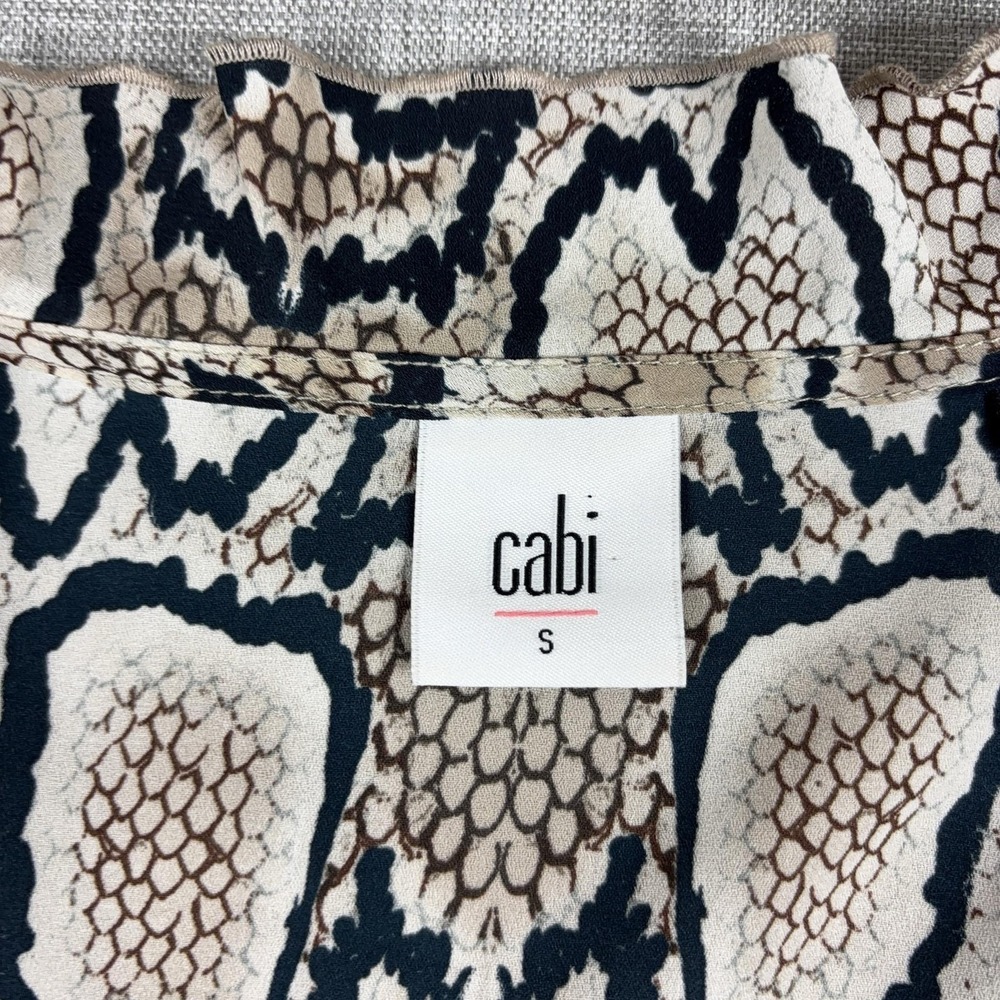 CAbi Shirt Womens S Beige Animal Print Collared Button-Up Lightweight Polyester - Picture 3 of 10